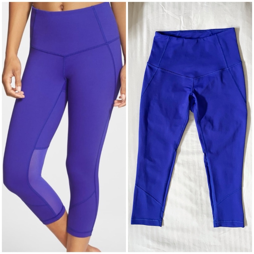 Zella - Live In High Waist Crop Yoga Leggings with Mesh | Purple Flash, XS
